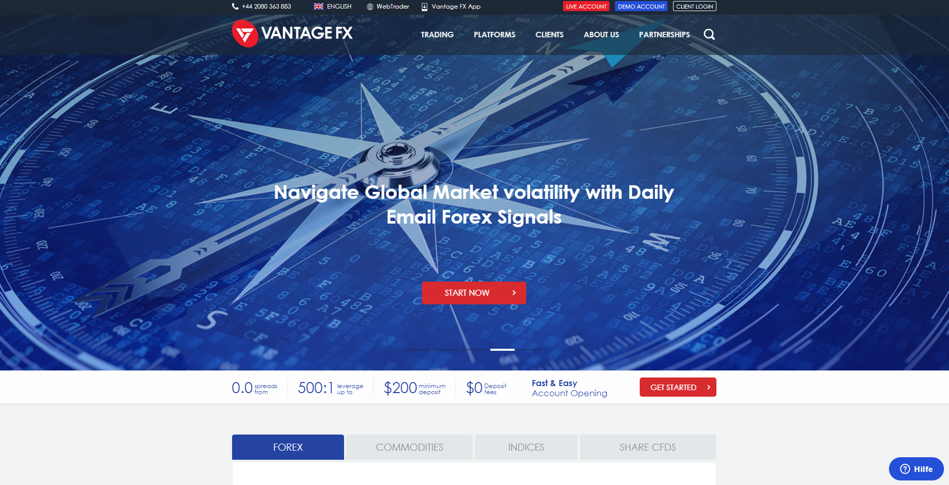 Сайт на Vantage FX