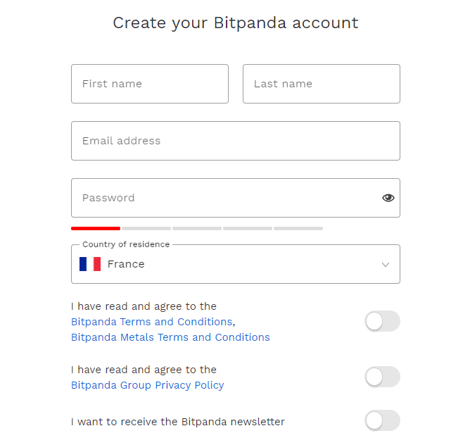 Otevření účtu Bitpanda