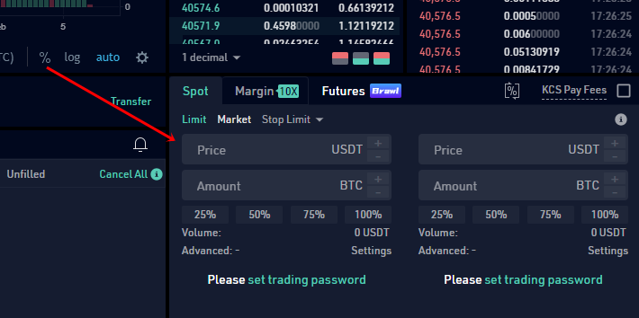 Place your order with KuCoin